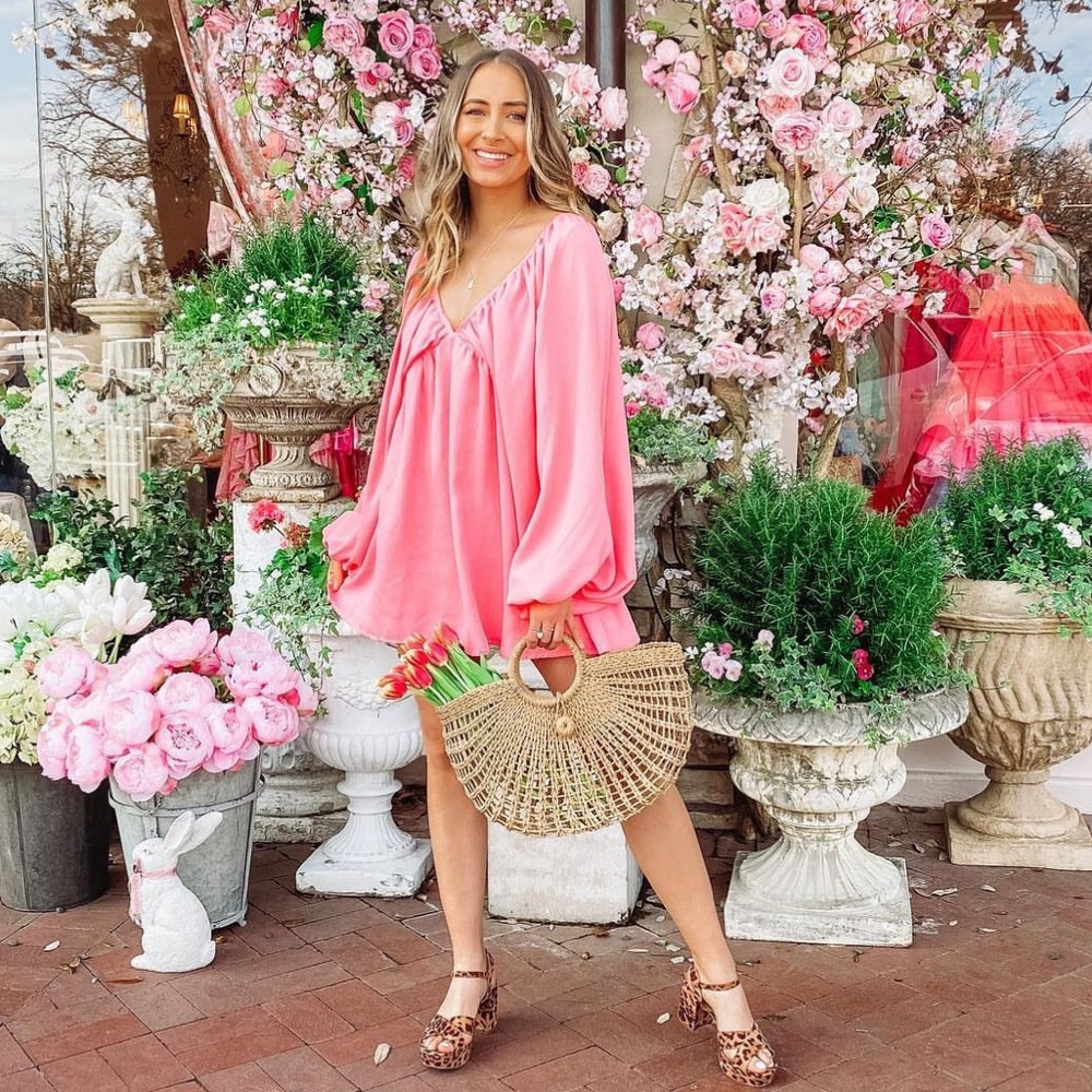 Pink Shift Tie Back Dress